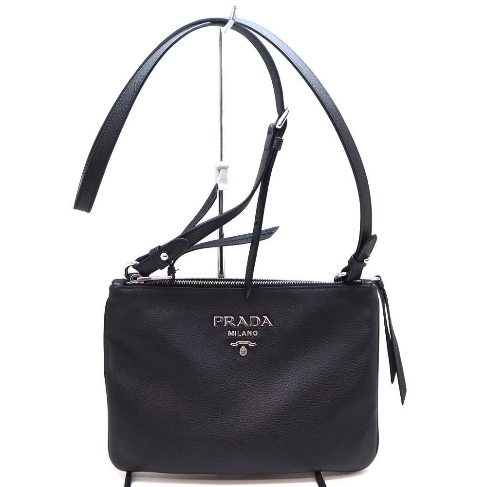 Prada Vitello Phenix leather crossbody bag black